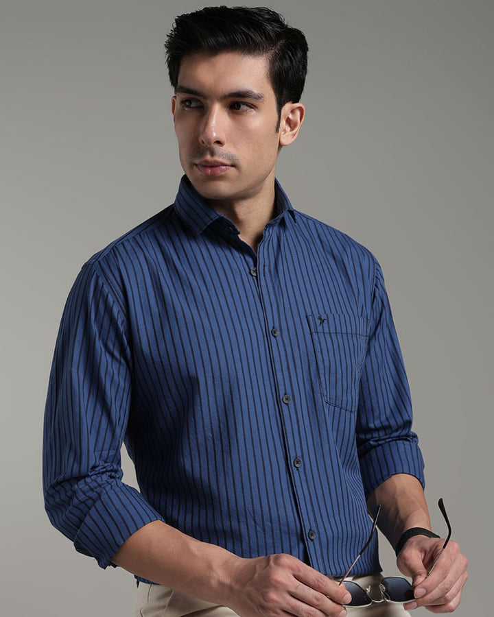 Marine Blue Bold Stripes - Full-Stain Proof