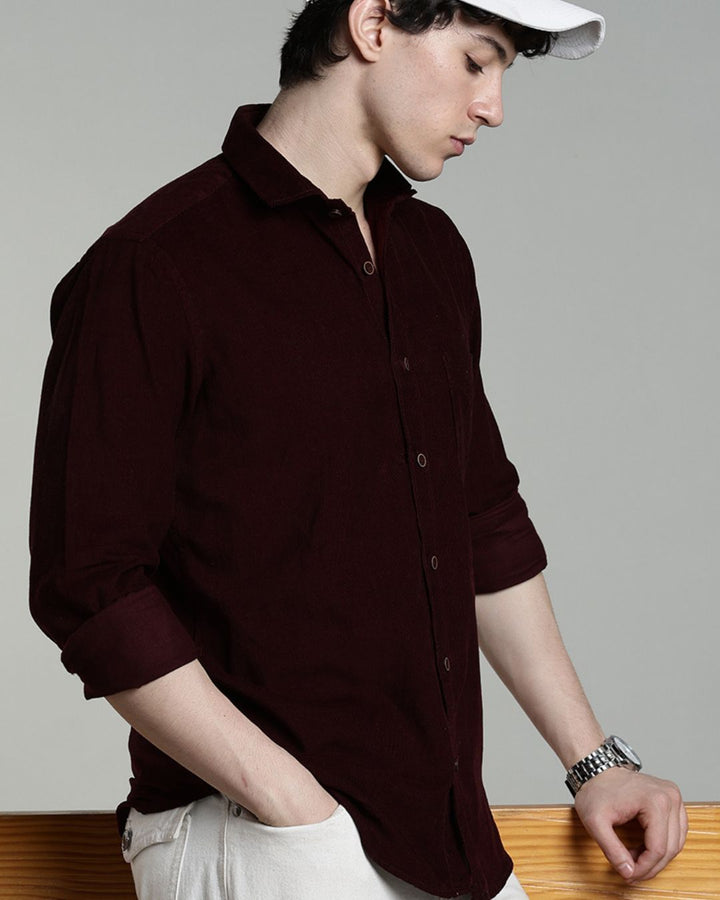 Dark Wine  - Full-Corduroy Shirt