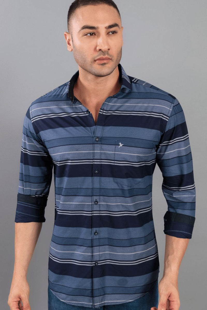 Blue & Grey Horizontal Stripes - Full-Stain Proof