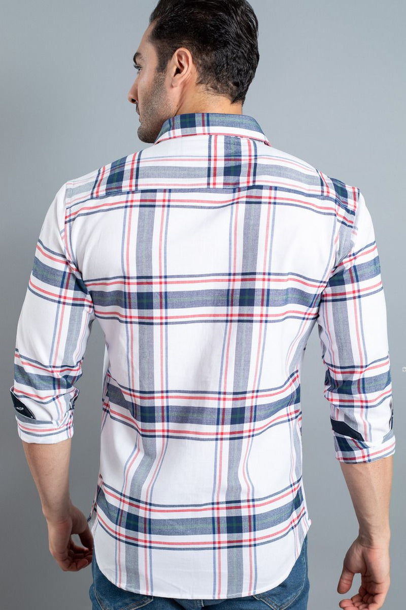 White & Navy Red Checks - Full-Stain Proof