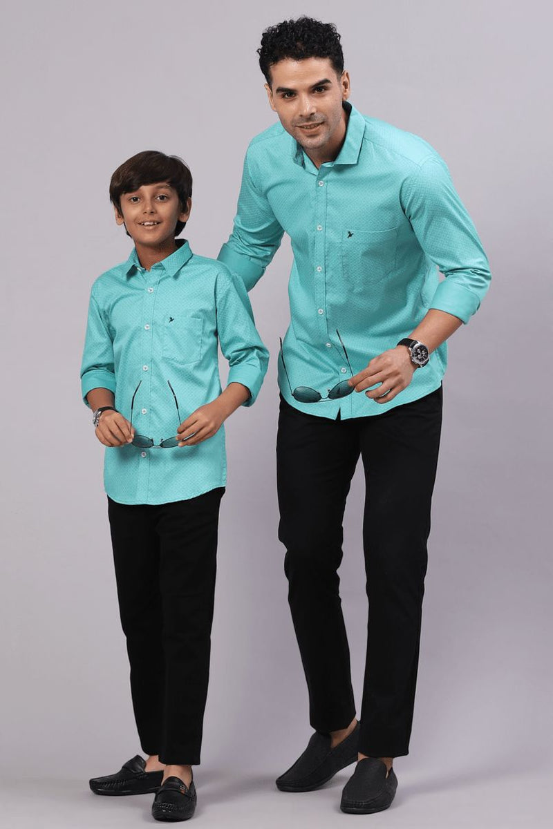 FATHER & SON - Turq. Green Diamond Print