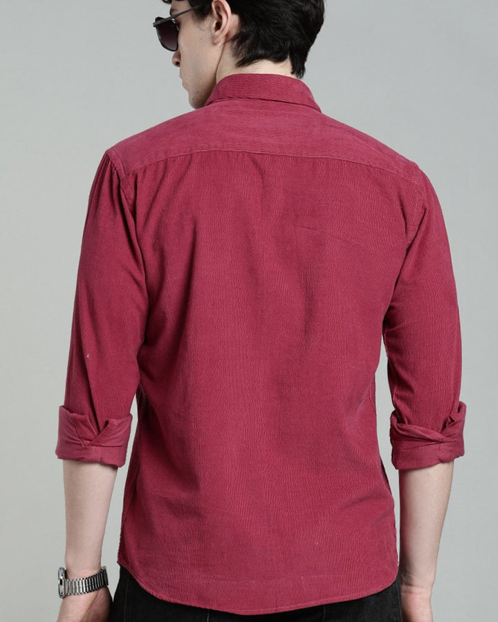 Dark Pink - Full-Corduroy Shirt