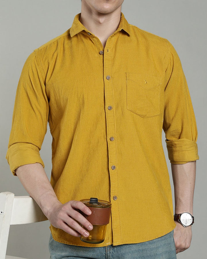 Mustard Yellow - Full-Corduroy Shirt