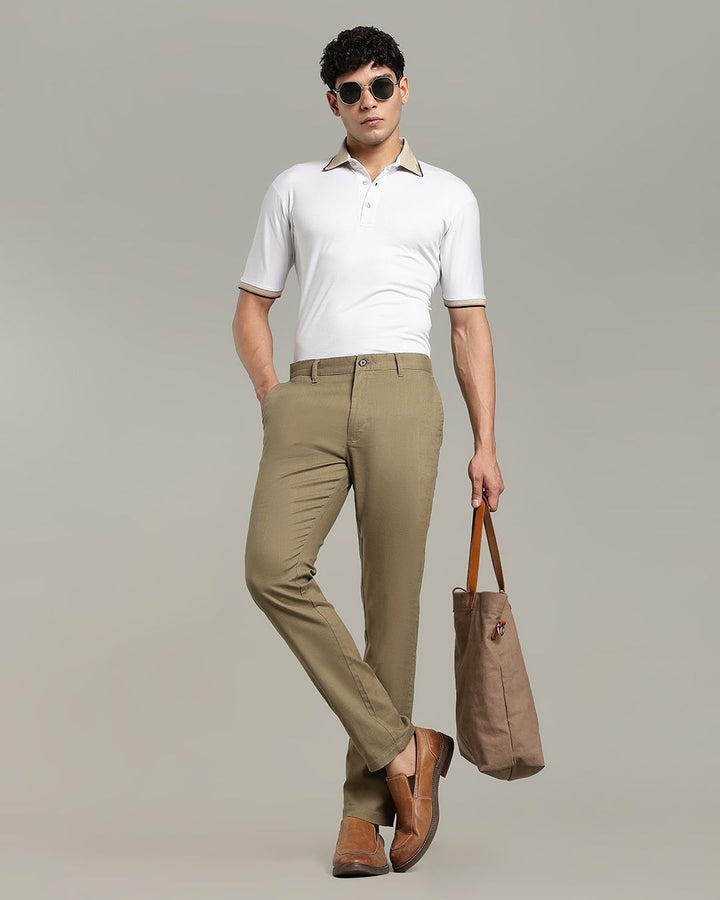 Olive Green - 2 way stretch - COTTON LINEN PANT