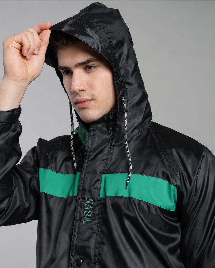 NASA Black with Teal - Rain Jacket with Pant