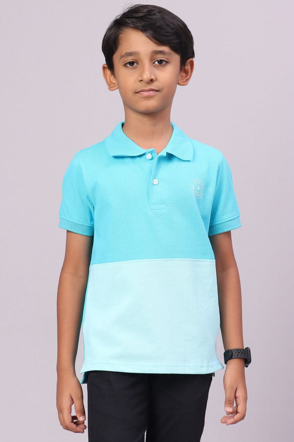 KIDS - Multi Blue Solid Tshirt - Stain Proof