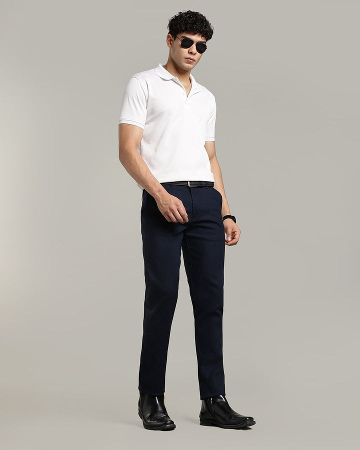 Natural Navy - 2 way stretch - COTTON LINEN PANT