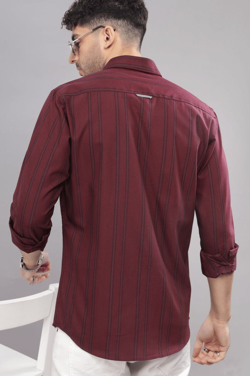 Burgundy Vertical Stripes - Full-Stain Proof