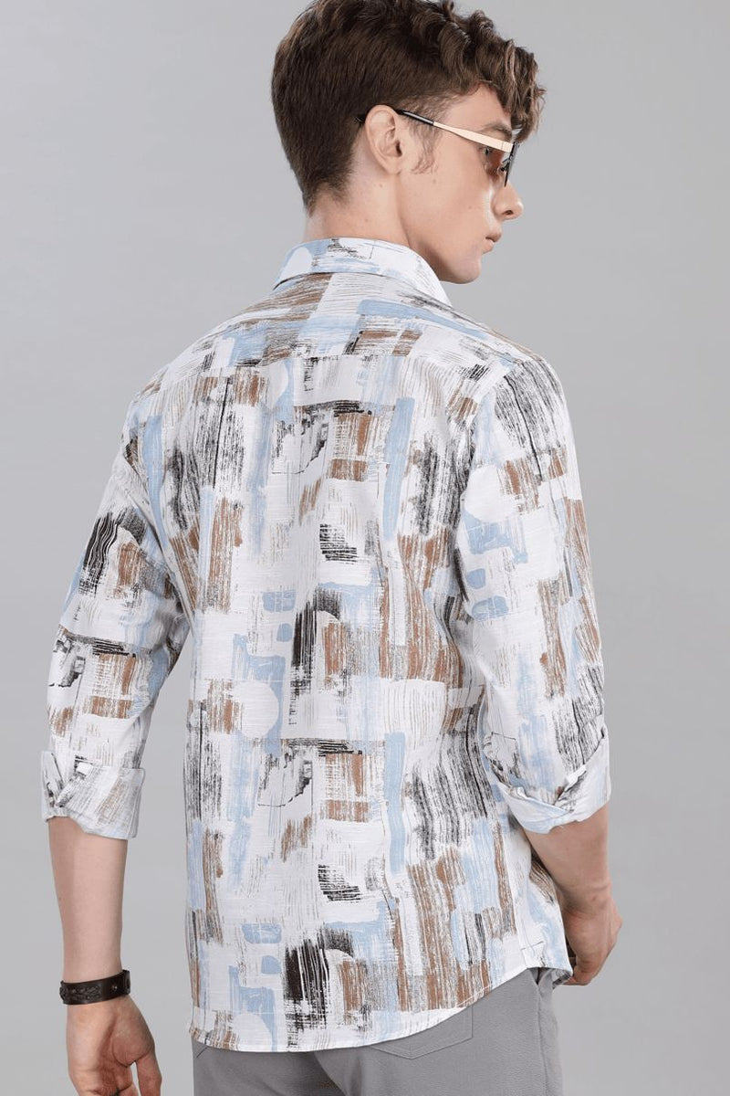 White Multi Stroke Print -Full-Stain Proof