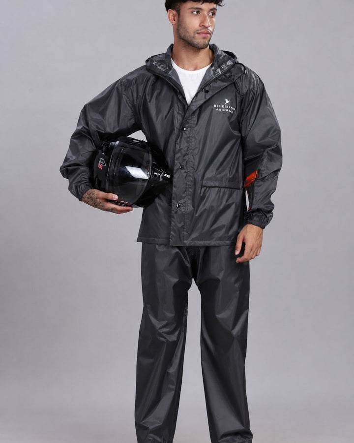Grey - Rain Jacket with Pant and Mobile Pouch