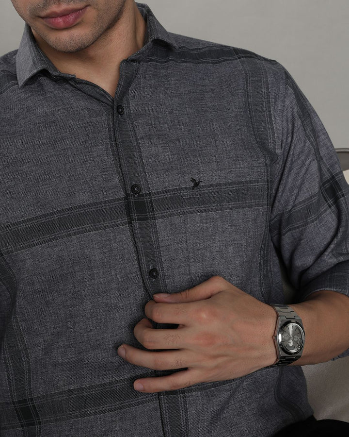 Metal Grey Large Checks -Full-Stain Proof