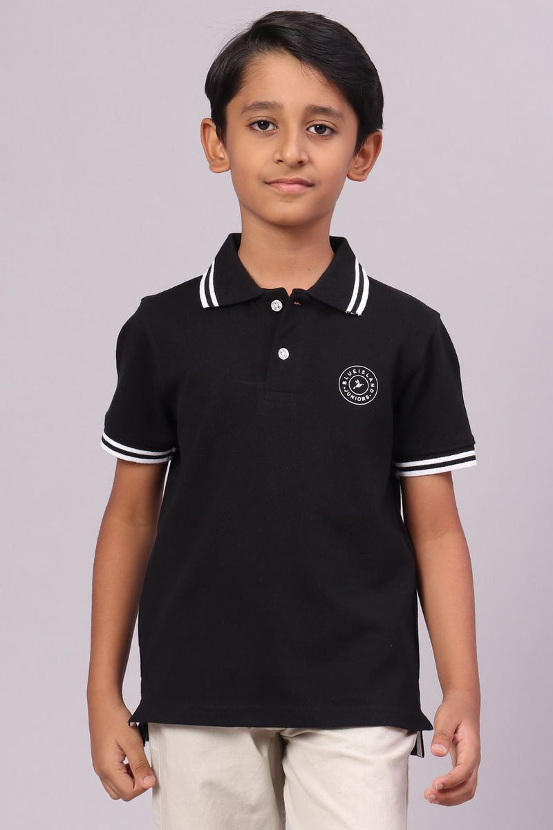 KIDS - Classy Black Solid Tshirt - Stain Proof