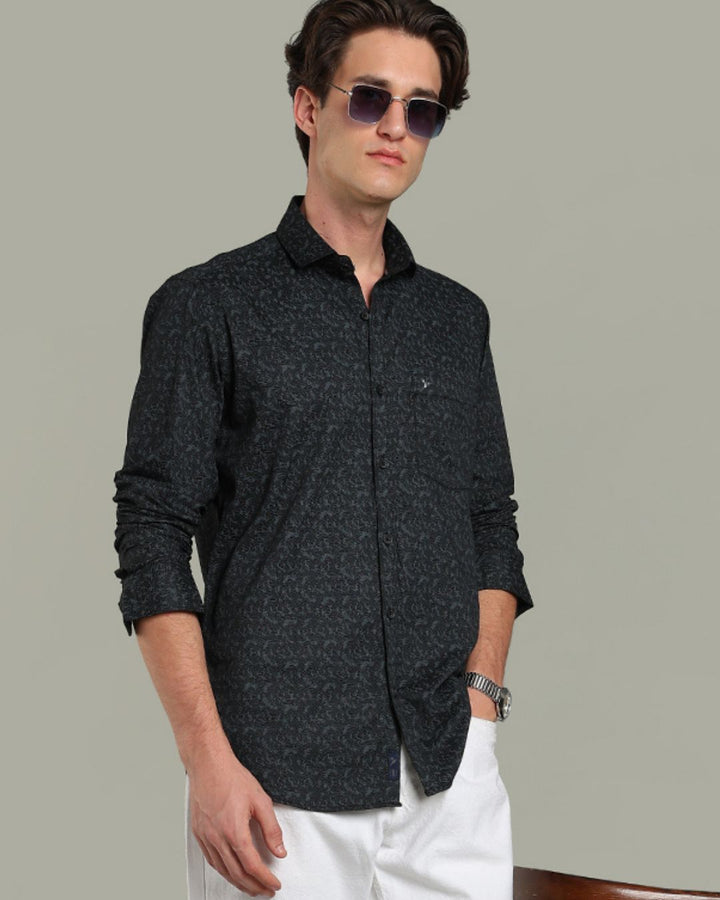 Blackish Grey Wave Print -Full-Stain Proof