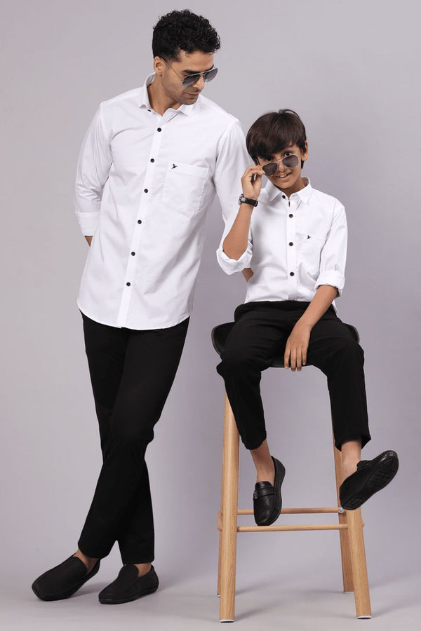 FATHER & SON - White with Black Solid