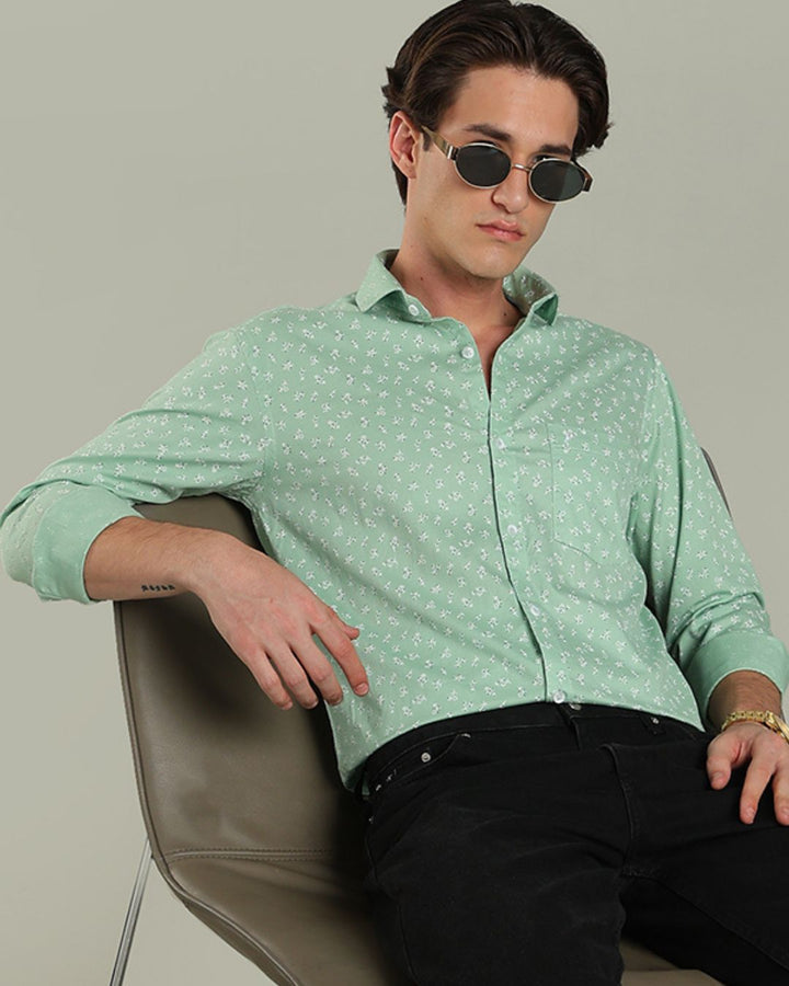 Mint Green Flower Print - Full-Stain Proof