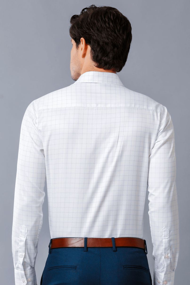 White and Blue Mini Formal Checks - Full-Stain Proof