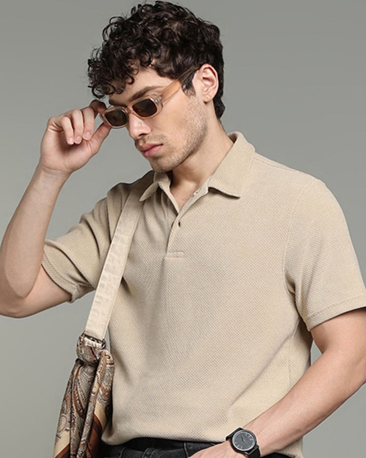 Desert Cream Pop Textured - Polo Tshirt