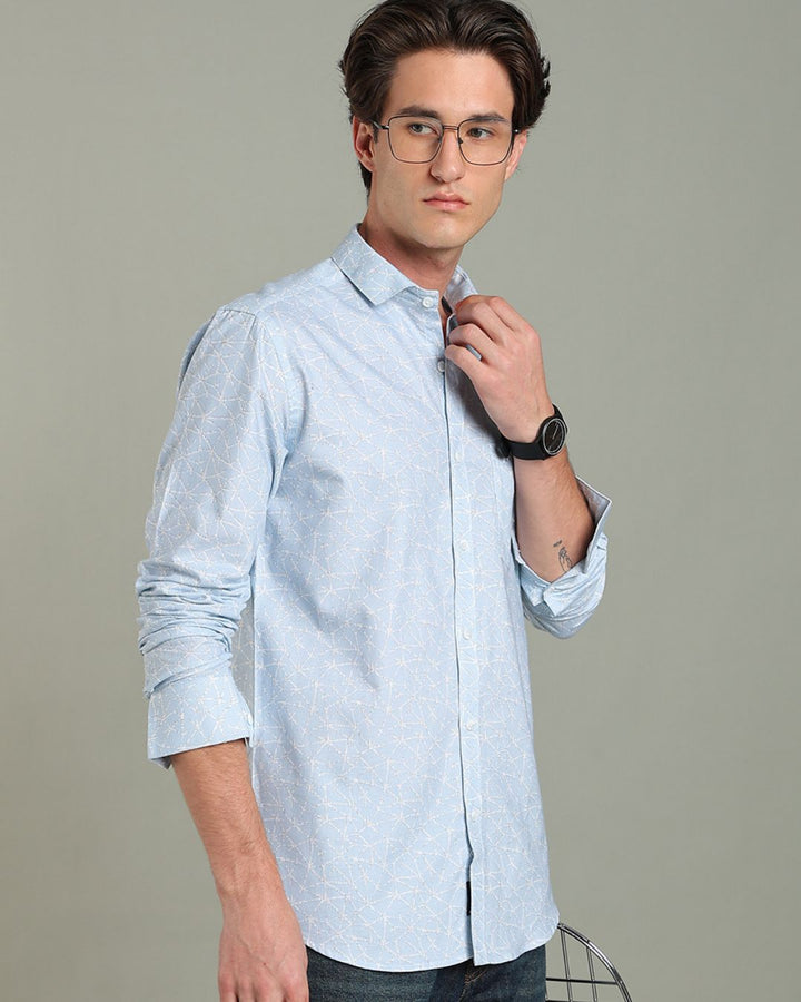 Sky Blue Web Print - Full-Stain Proof