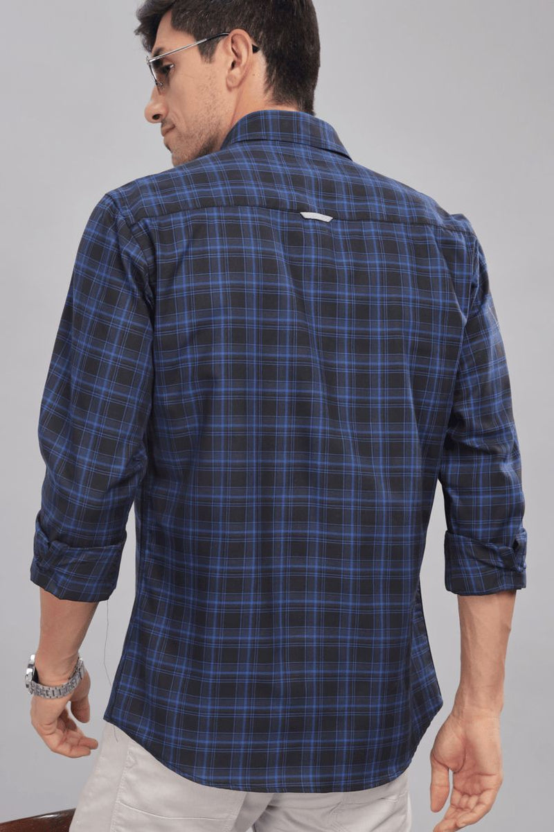 Neon Blue & Black Checks - Full-Stain Proof