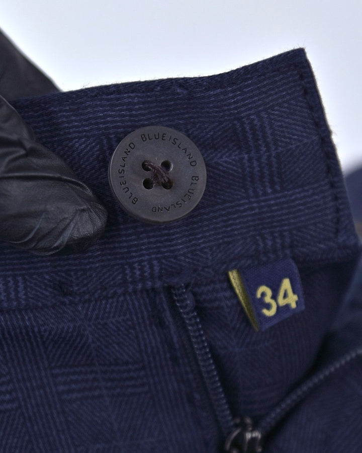Navy Tile Printed - 2 way stretch - COTTON PANT