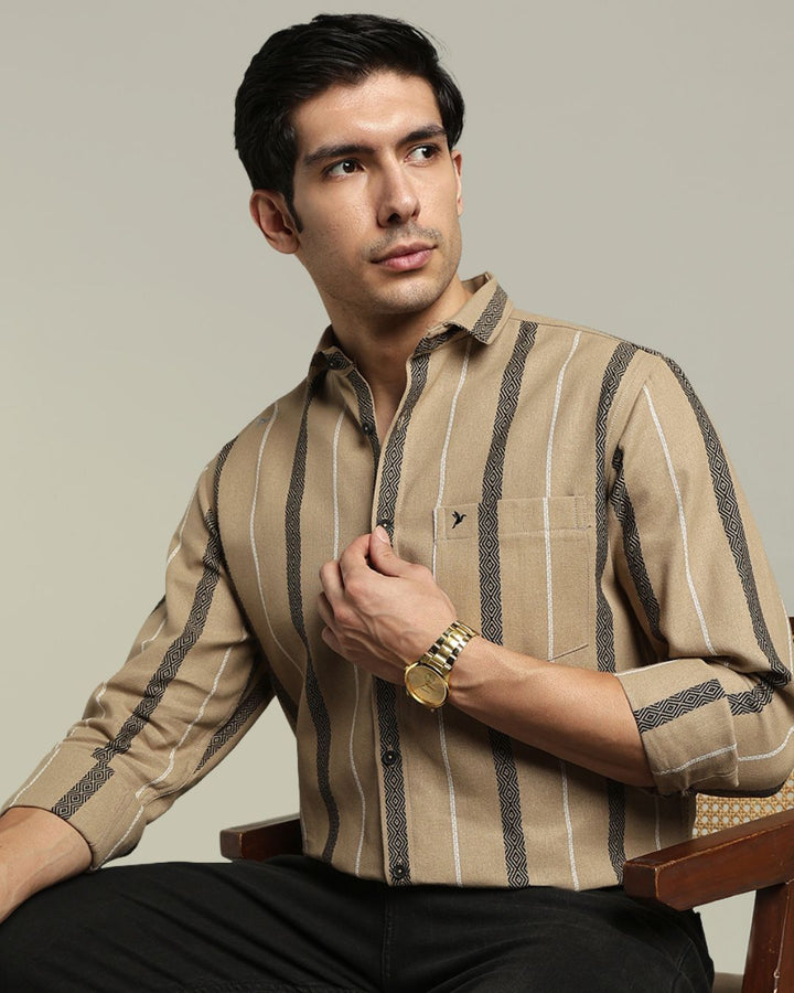 Desert Cream Monochrome Stripes  -Full-Stain Proof