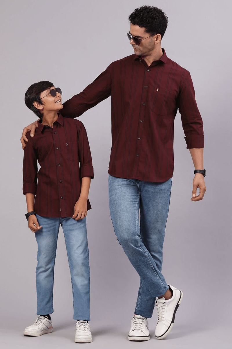 FATHER & SON - Maroon Vertical Stripes