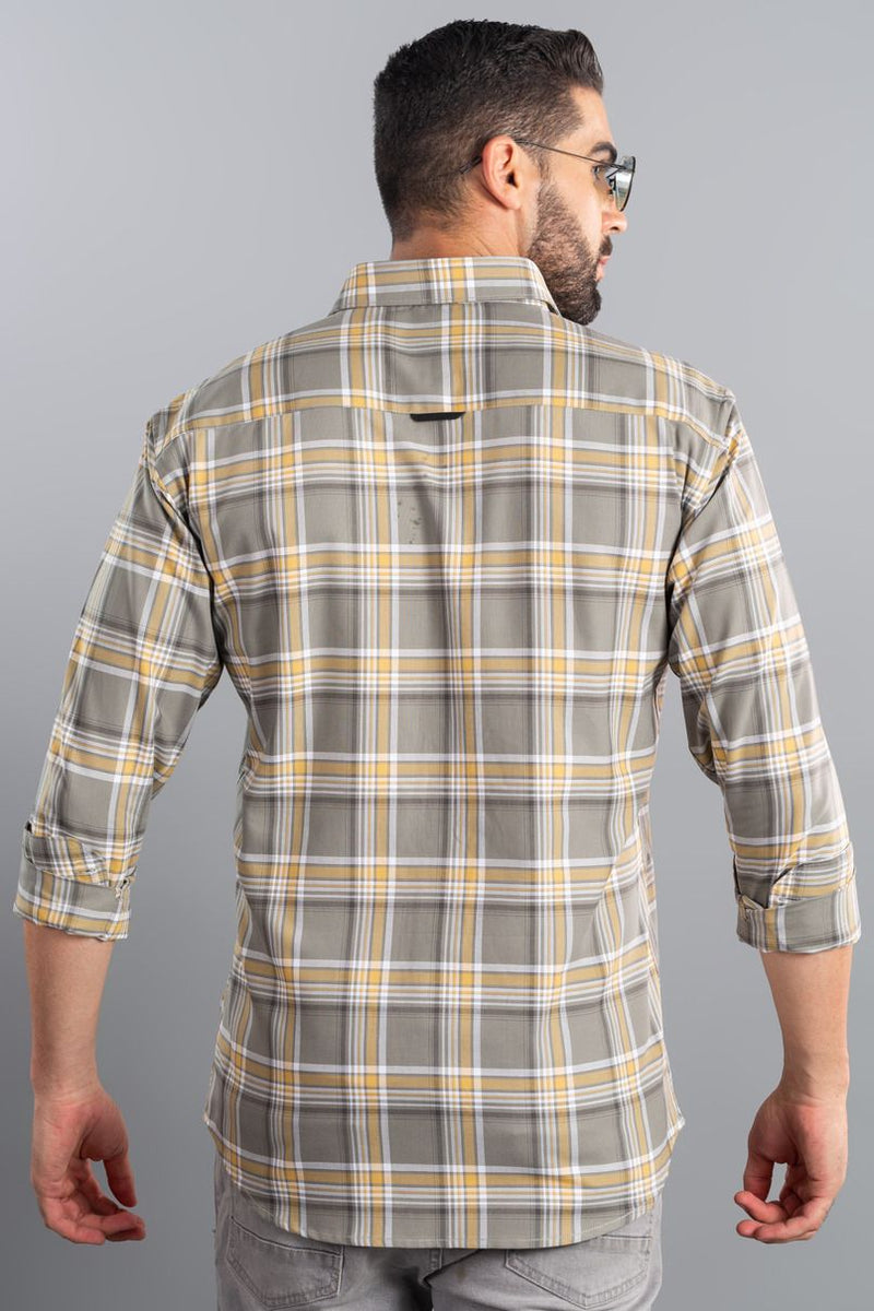 Sandal Yellow and Grey Checks - Full-Stain Proof