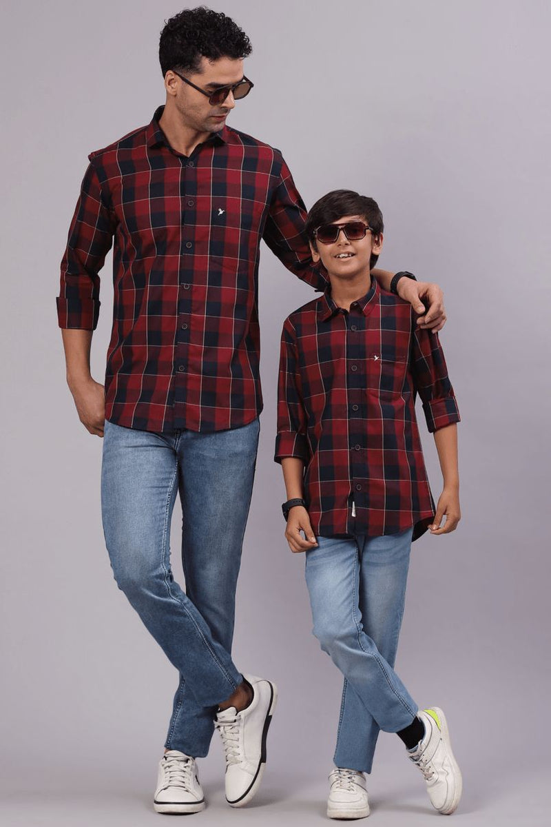 FATHER & SON - Classic Red & Navy Checks