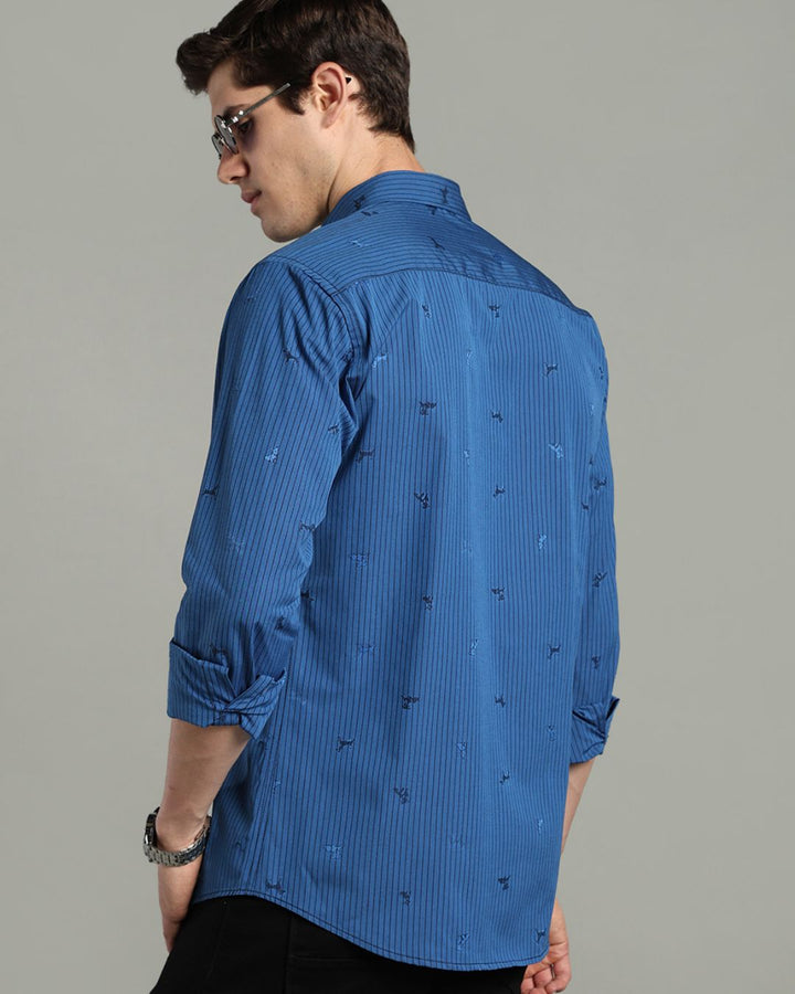 Blue Pet Striped Print -Full-Stain Proof