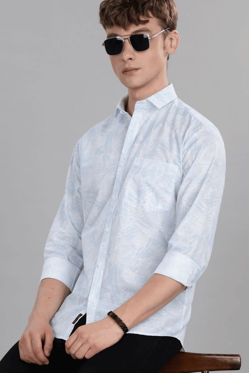 Sky Blue & White Print -Full-Stain Proof
