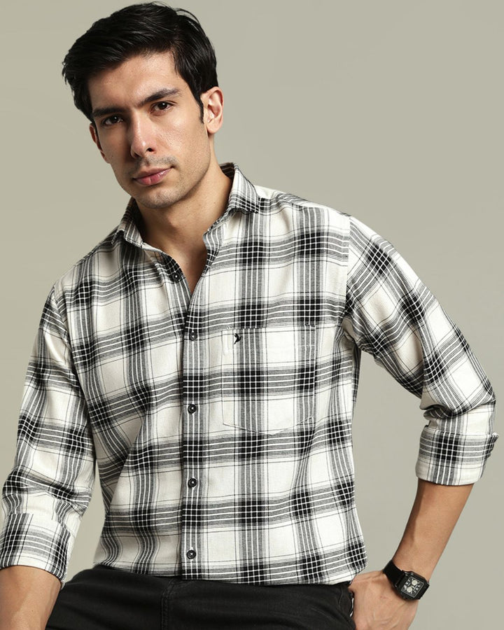 White Multi Line Checks - Full-Stain Proof