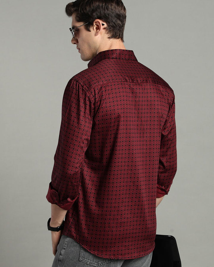 Maroon Mosaic Print -Full-Stain Proof