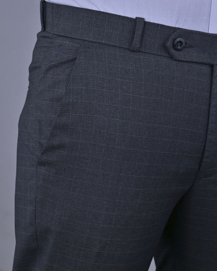 Dark Grey Box Checks - Wrinkle free Formal Pant