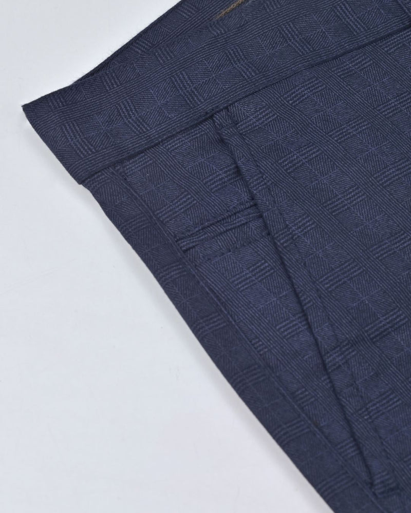 Navy Tile Printed - 2 way stretch - COTTON PANT