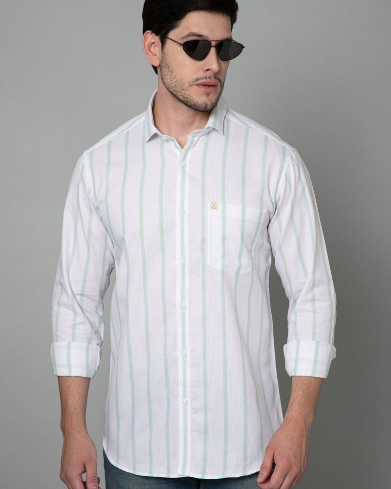 Green & White Grid Line Stripes - Full-Stain Proof