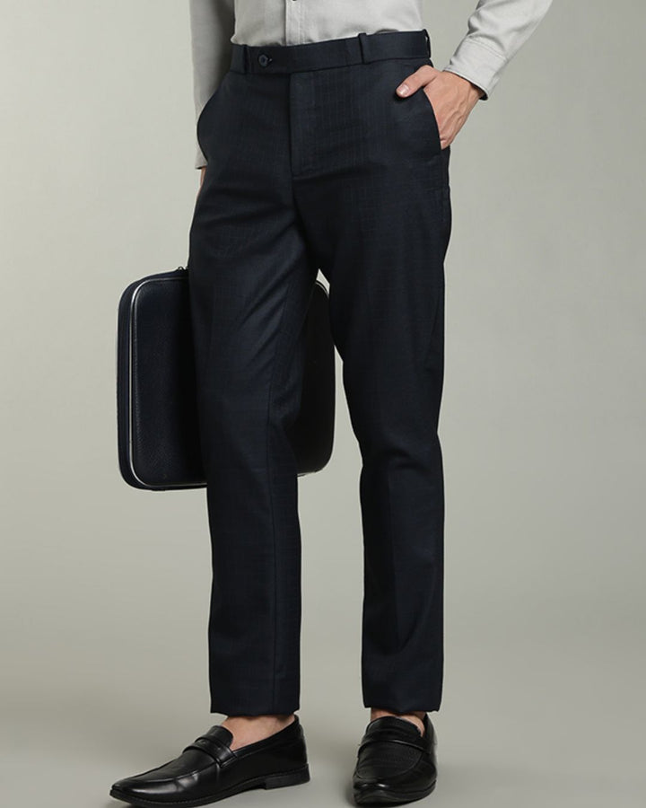Navy Box Checks - Wrinkle free Formal Pant