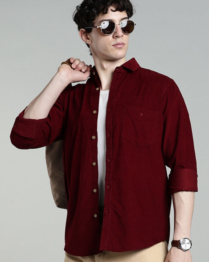 Maroon - Full-Corduroy Shirt