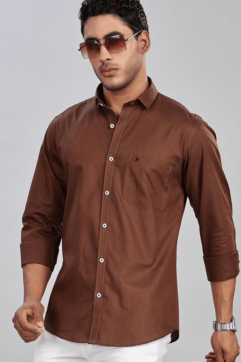 Caramel Brown Cotton Linen-Full-Stain Proof