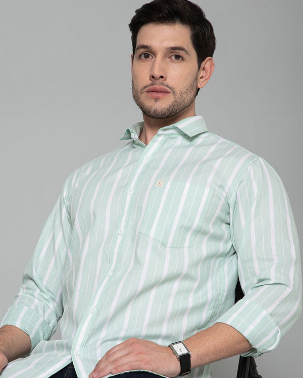 Green & White Bold Stripes - Full-Stain Proof