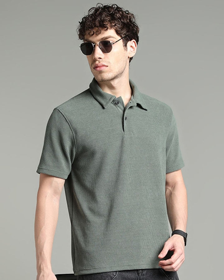 Sage Green Pop Textured - Polo Tshirt