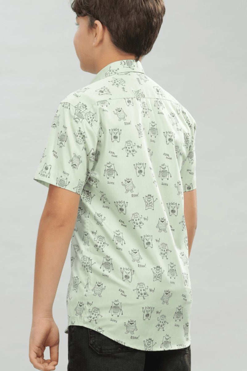 KIDS - Pistah Green Spooky Print - Half-Stain Proof Shirt