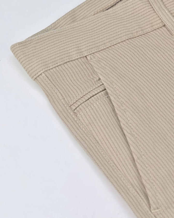 Cream Seismic Wave Printed - 2 way stretch - COTTON PANT