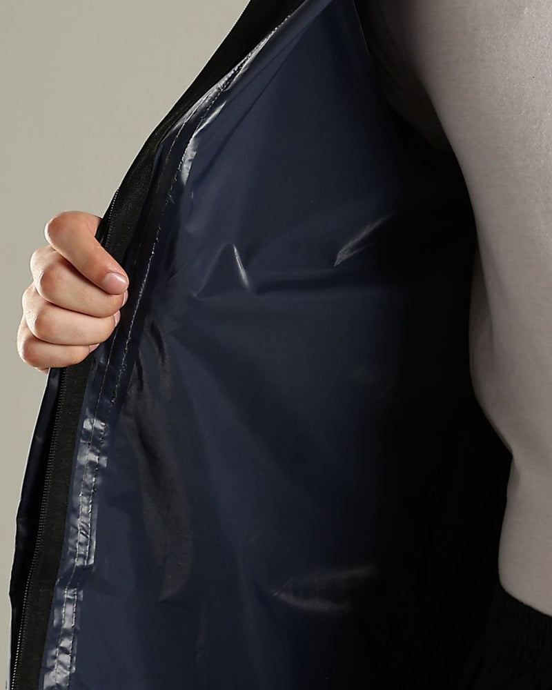 Navy with Burgundy - Rain Jacket with Mobile Pouch