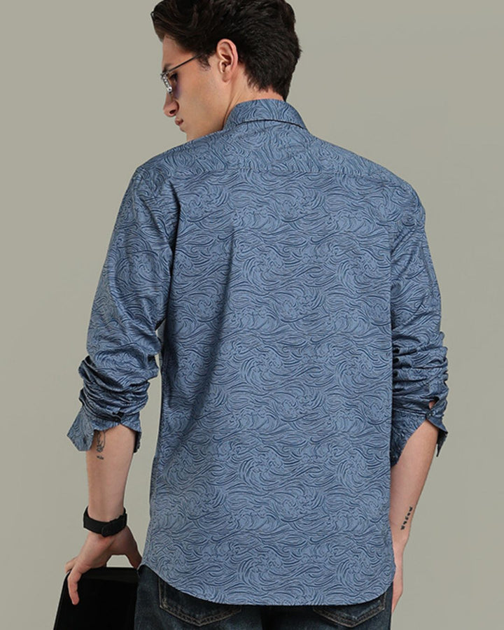 Slate Blue Ocean Print - Full-Stain Proof