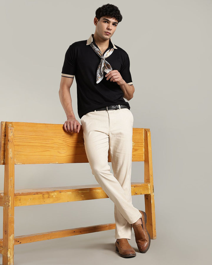 Cream - 2 way stretch - COTTON LINEN PANT