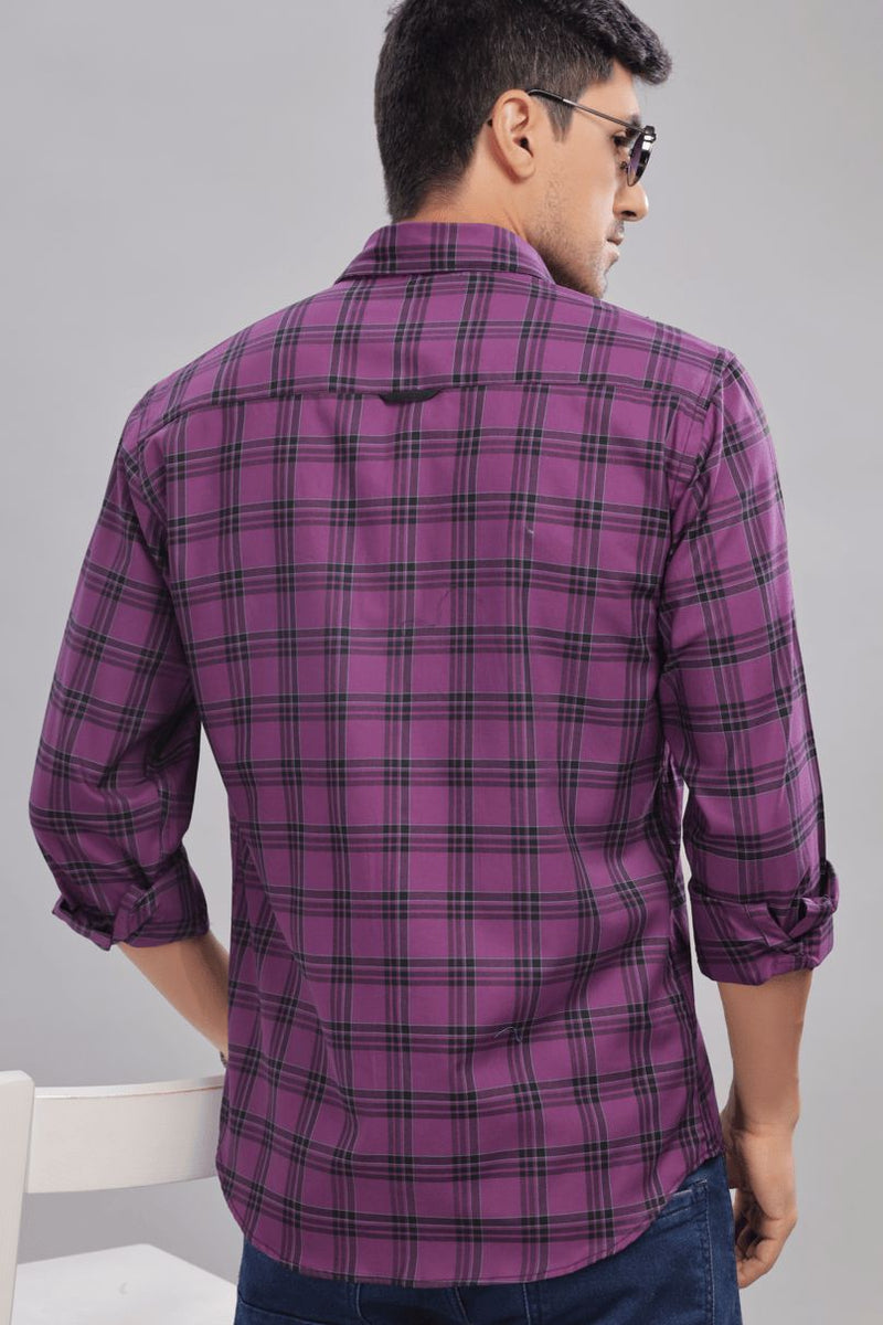 Purple and Black Multi Line Checks - Full-Stain Proof