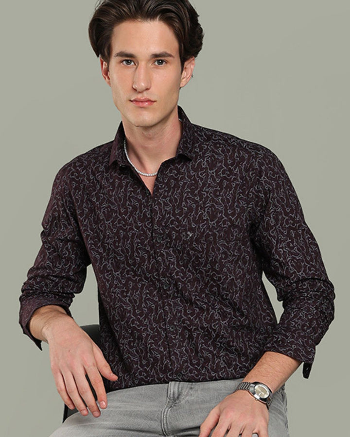 Dark Wine Mesh Print -Full-Stain Proof