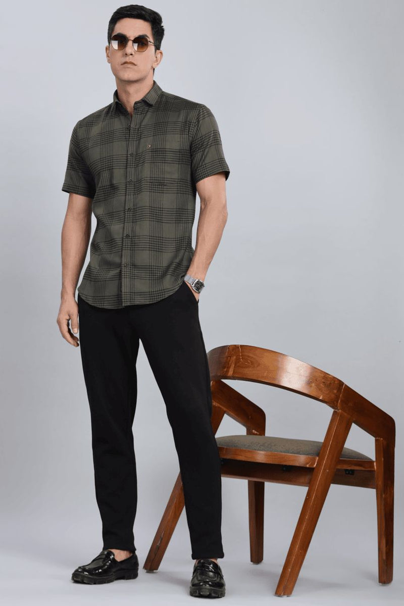 Rugged Green Checks - Half Sleeve - Stain Proof