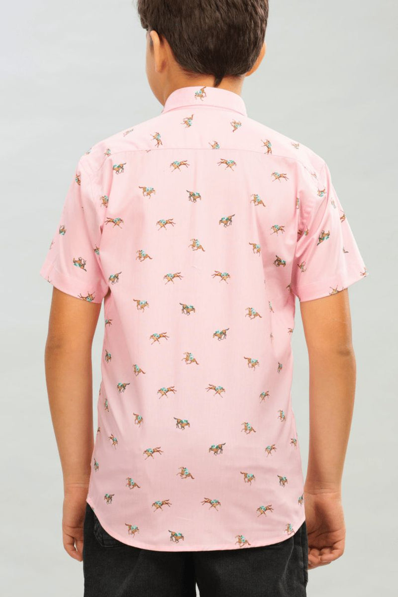 KIDS - Pink Jockey Print - Half-Stain Proof Shirt