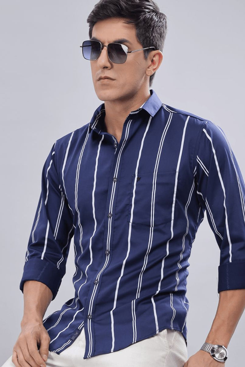 Navy Multi Line Stripes - Full-Stain Proof